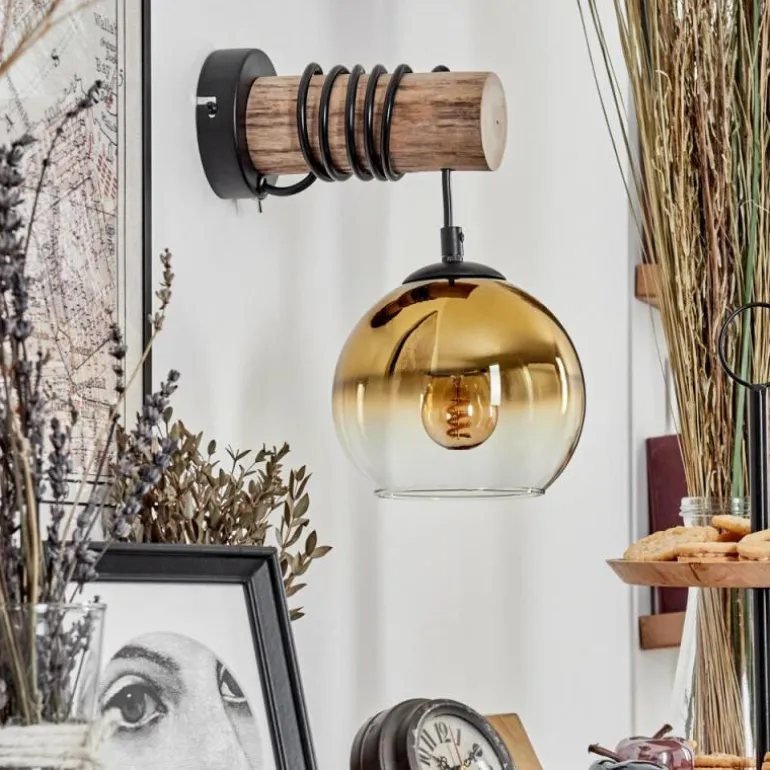 Applique murale - Verre 15 cm Koyoto Écru, Noir, 1 lumière