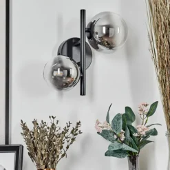 Applique murale - Verre 10 cm, 12 cm Chehalis Noir, 2 lumières