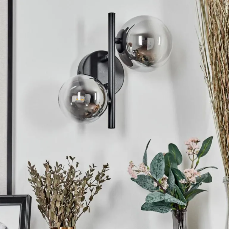 Applique murale - Verre 10 cm, 12 cm Chehalis Noir, 2 lumières