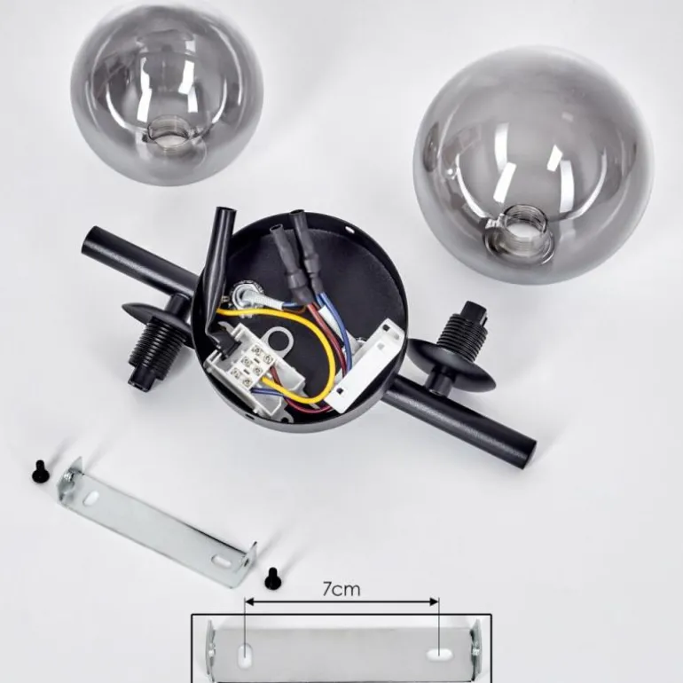 Applique murale - Verre 10 cm, 12 cm Chehalis Noir, 2 lumières