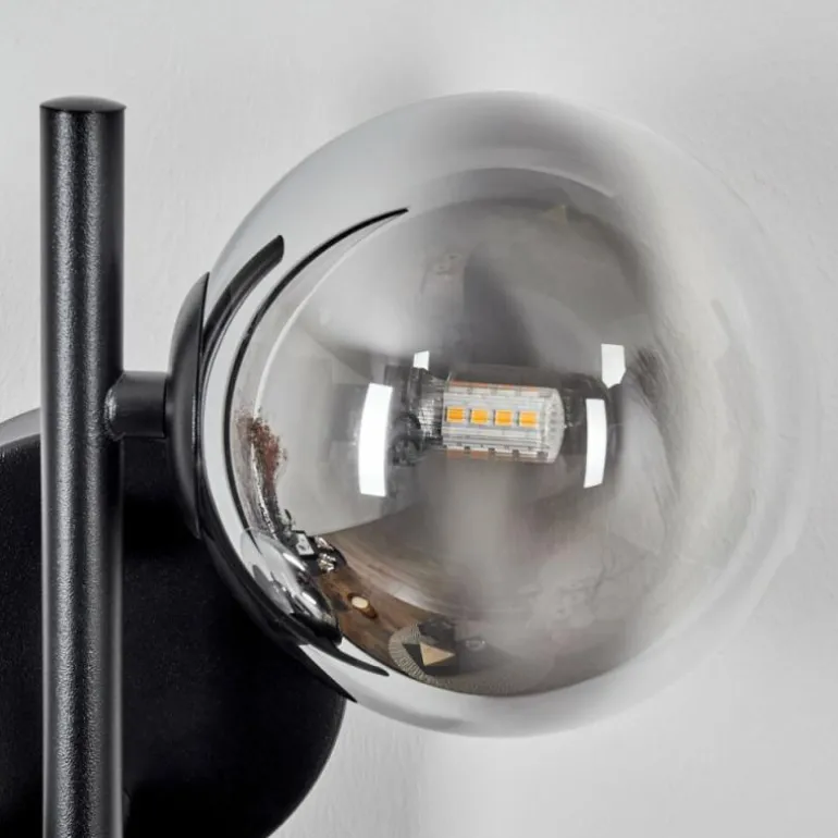 Applique murale - Verre 10 cm, 12 cm Chehalis Noir, 2 lumières