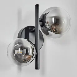 Applique murale - Verre 10 cm, 12 cm Chehalis Noir, 2 lumières