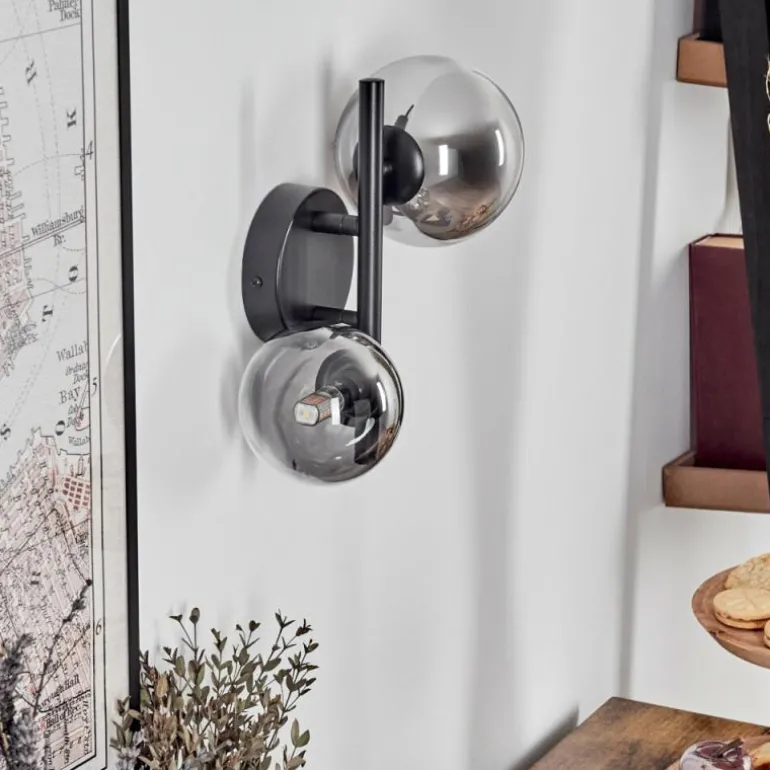 Applique murale - Verre 10 cm, 12 cm Chehalis Noir, 2 lumières