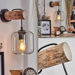 Applique murale - Verre 15 cm Lauden Écru, Noir, 1 lumière