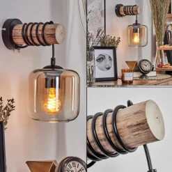 Applique murale - Verre 15 cm Lauden Écru, Noir, 1 lumière