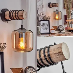 Applique murale - Verre 15 cm Lauden Écru, Noir, 1 lumière