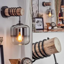 Applique murale - Verre 15 cm Lauden Écru, Noir, 1 lumière