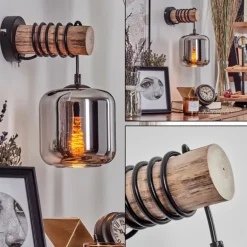 Applique murale - Verre 15 cm Lauden Écru, Noir, 1 lumière