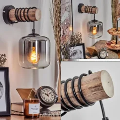 Applique murale - Verre 15 cm Lauden Écru, Noir, 1 lumière