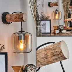 Applique murale - Verre 15 cm Lauden Écru, Noir, 1 lumière