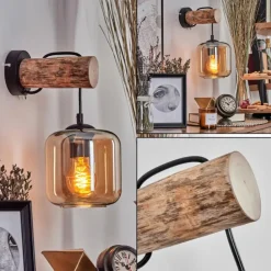 Applique murale - Verre 15 cm Lauden Écru, Noir, 1 lumière