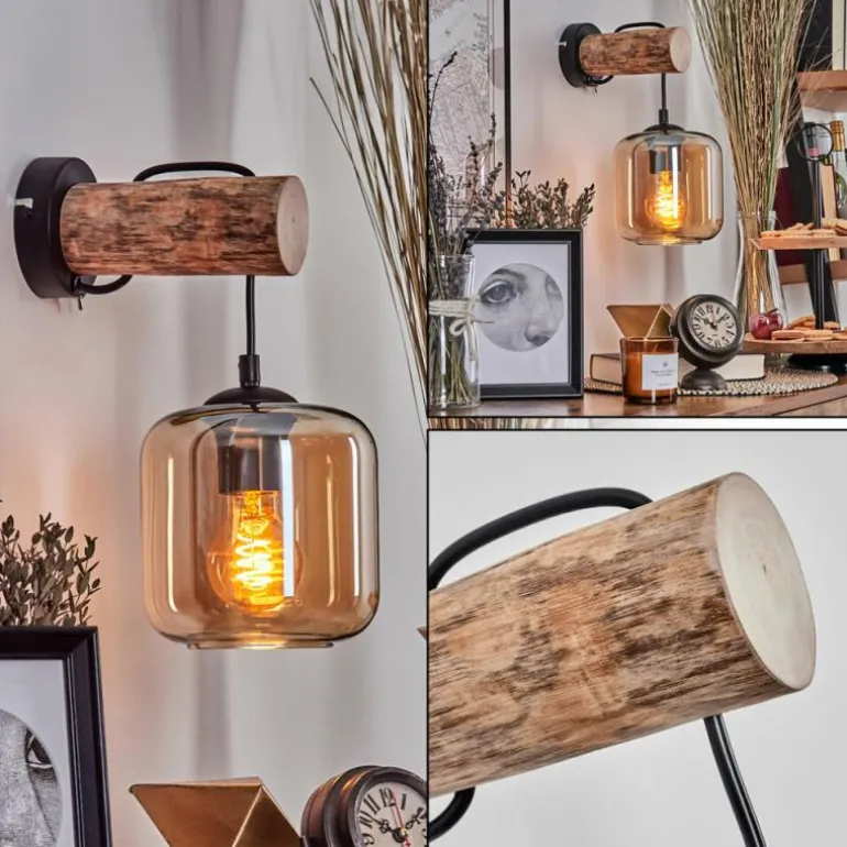 Applique murale - Verre 15 cm Lauden Écru, Noir, 1 lumière