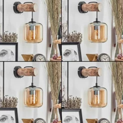 Applique murale - Verre 15 cm Lauden Écru, Noir, 1 lumière