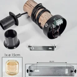 Applique murale - Verre 15 cm Lauden Écru, Noir, 1 lumière