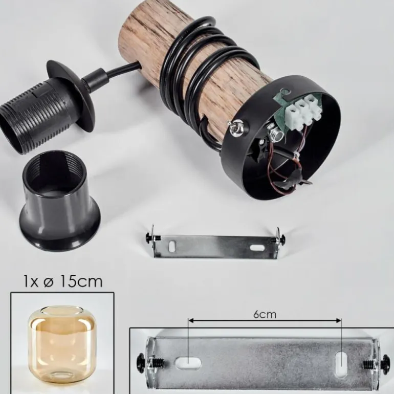 Applique murale - Verre 15 cm Lauden Écru, Noir, 1 lumière