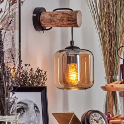 Applique murale - Verre 15 cm Lauden Écru, Noir, 1 lumière