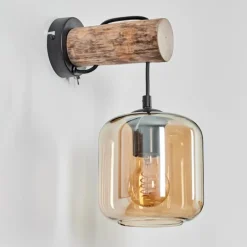 Applique murale - Verre 15 cm Lauden Écru, Noir, 1 lumière