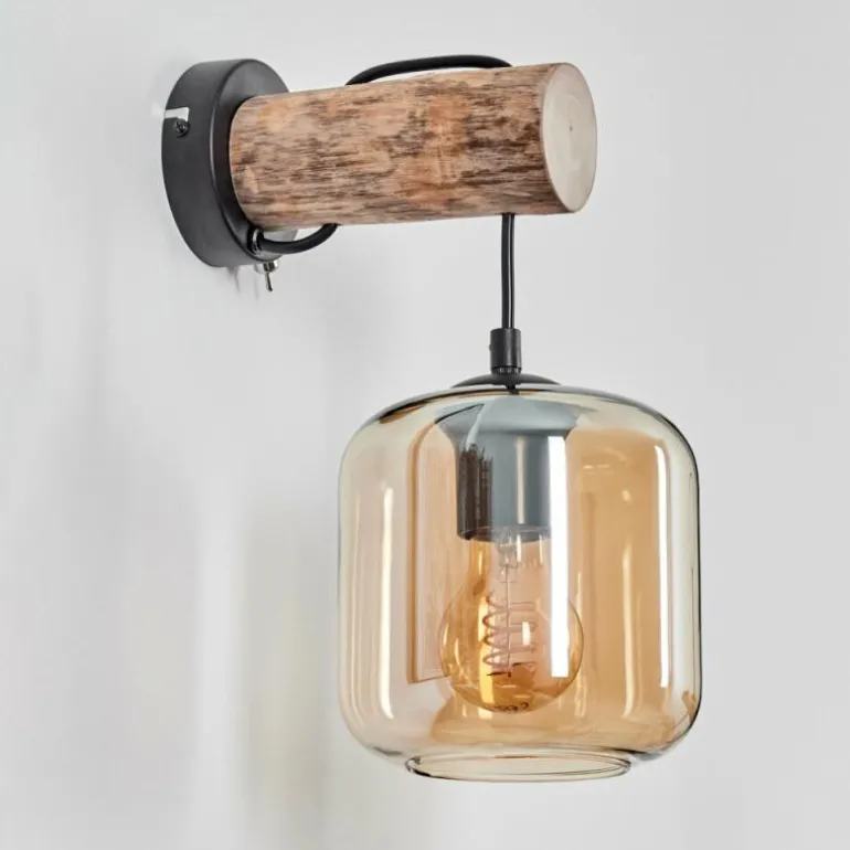 Applique murale - Verre 15 cm Lauden Écru, Noir, 1 lumière