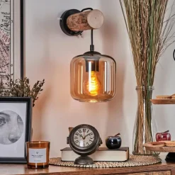 Applique murale - Verre 15 cm Lauden Écru, Noir, 1 lumière