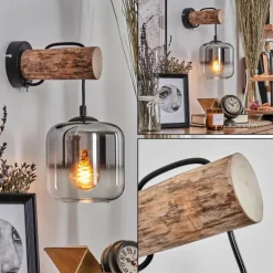 Applique murale - Verre 15 cm Lauden Écru, Noir, 1 lumière