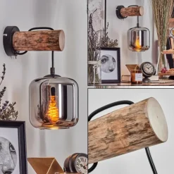 Applique murale - Verre 15 cm Lauden Écru, Noir, 1 lumière