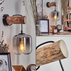 Applique murale - Verre 15 cm Lauden Écru, Noir, 1 lumière