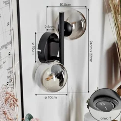 Applique murale - Verre Chehalis Fumé, 2 lumières