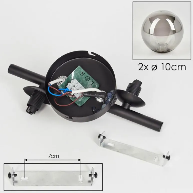 Applique murale - Verre Chehalis Fumé, 2 lumières