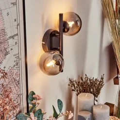 Applique murale - Verre Chehalis Fumé, 2 lumières