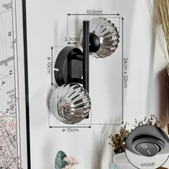 Applique murale - Verre Chehalis Fumé, 2 lumières