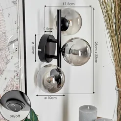 Applique murale - Verre Chehalis Fumé, 3 lumières