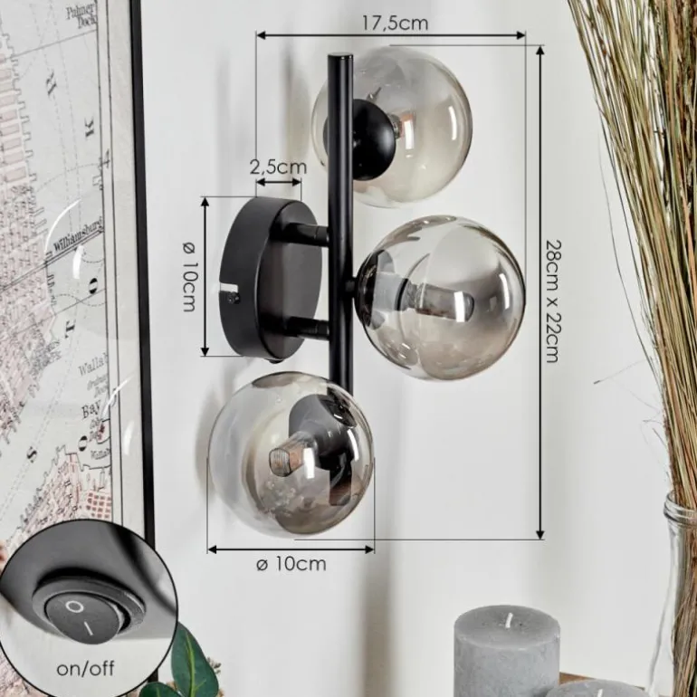 Applique murale - Verre Chehalis Fumé, 3 lumières