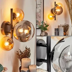 Applique murale - Verre Chehalis Ambre, Fumé, 3 lumières