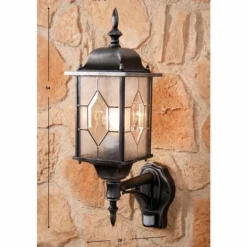 Applique murale Amapala Noir, 1 lumière, Détecteur de mouvement