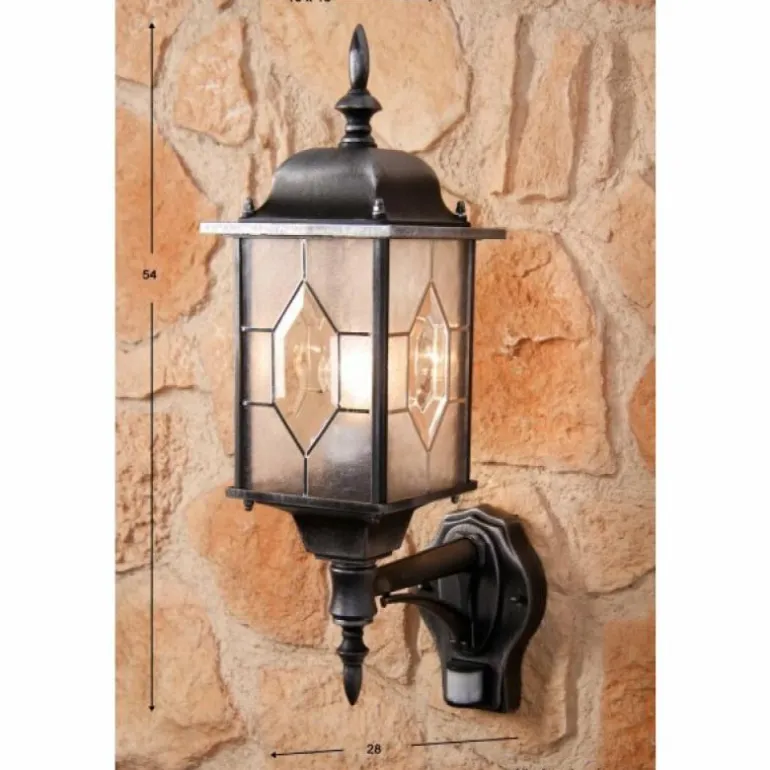 Applique murale Amapala Noir, 1 lumière, Détecteur de mouvement