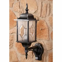 Applique murale Amapala Noir, 1 lumière, Détecteur de mouvement