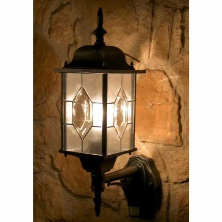 Applique murale Amapala Noir, 1 lumière, Détecteur de mouvement