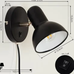 Applique murale Ambousi Chrome, Noir, 1 lumière