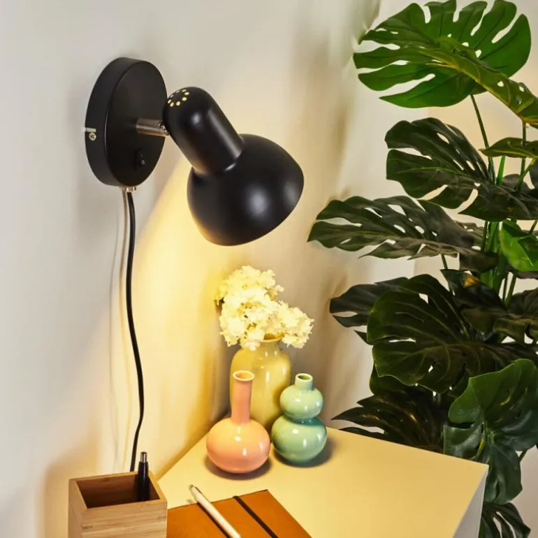 Applique murale Ambousi Chrome, Noir, 1 lumière