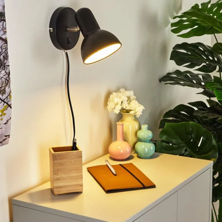 Applique murale Ambousi Chrome, Noir, 1 lumière