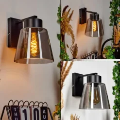 Applique murale Angelshaug Noir, 1 lumière