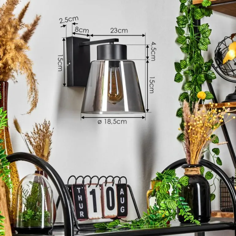 Applique murale Angelshaug Noir, 1 lumière