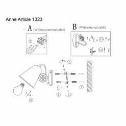 Applique murale Anne Lighting ANNE Noir, 1 lumière
