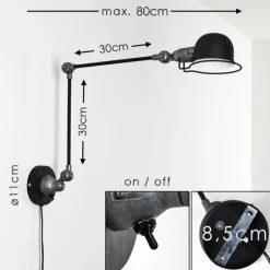 Applique murale Arild Gris, Noir, 1 lumière