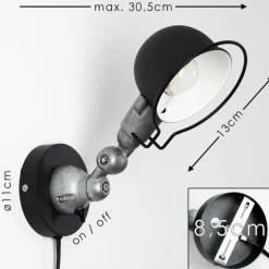 Applique murale Arild Noir, Argenté, 1 lumière