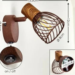 Applique murale Arjen Bois foncé, Rouille, 1 lumière