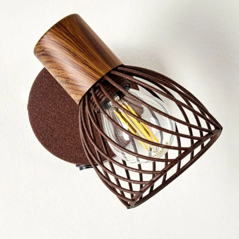 Applique murale Arjen Bois foncé, Rouille, 1 lumière