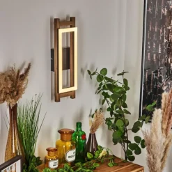 Applique murale Ayajasco LED Couleur bois, Écru, Noir, 1 lumière