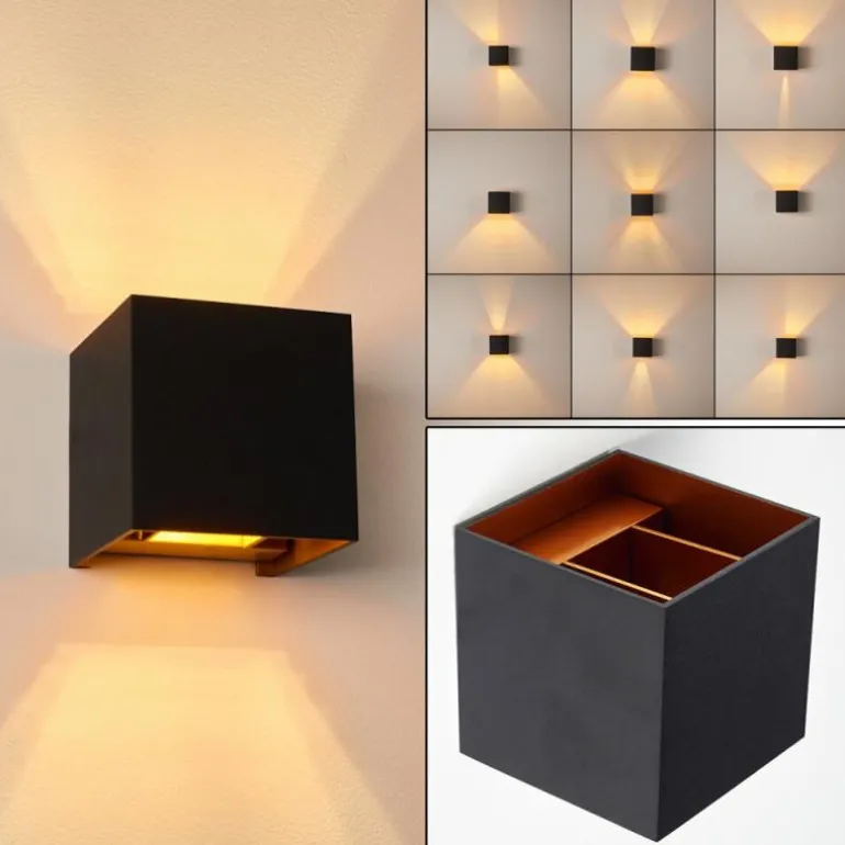 Applique murale Badajoz Cuivre, Noir, 1 lumière