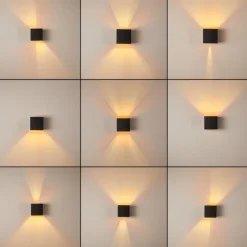 Applique murale Badajoz Cuivre, Noir, 1 lumière